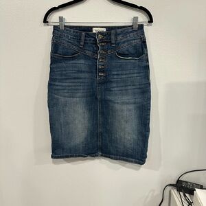 Tricot Women's Denim Pencil Skirt - Dark Blue